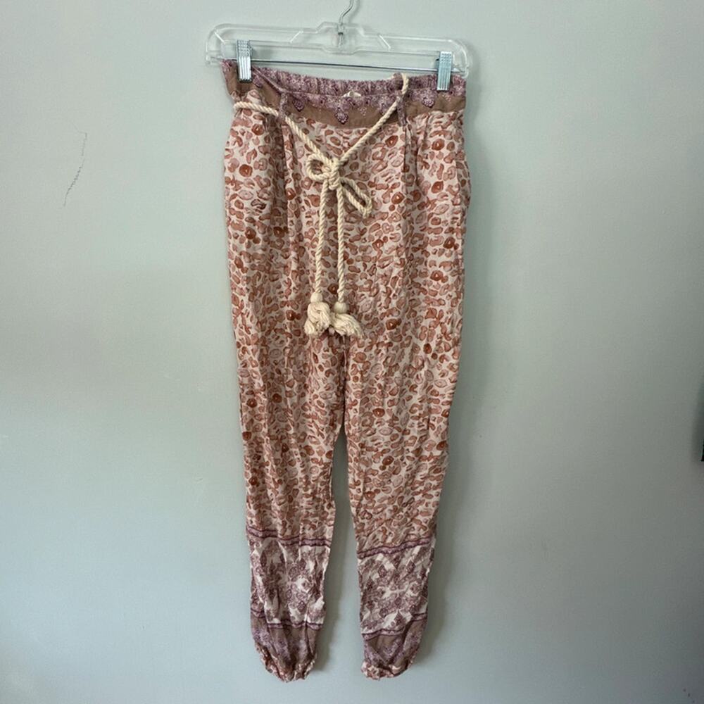 Ollari Anthropologie Pants Women Medium Tapered Rope Belt Artsy Eclectic Boho
